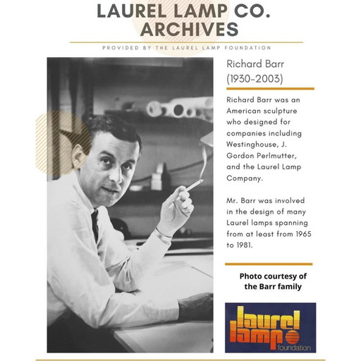 Vintage Laurel goudgetinte nikkelen lamp van Richard Barr, VS 1969