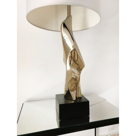 Image 1 of Vintage Laurel goudgetinte nikkelen lamp van Richard Barr, VS 1969