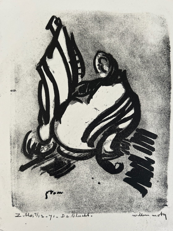 Image 1 of Lithografie Wim Motz - De vlucht