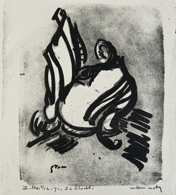 Image 1 of Lithografie Wim Motz - De vlucht