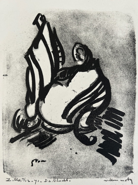 Image 1 of Lithografie Wim Motz - De vlucht