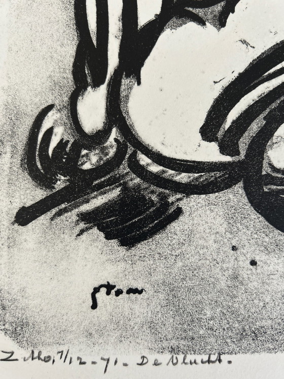 Image 1 of Lithografie Wim Motz - De vlucht