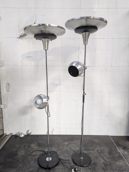 2X 1960S Vintage Op/Neer Vloerlamp