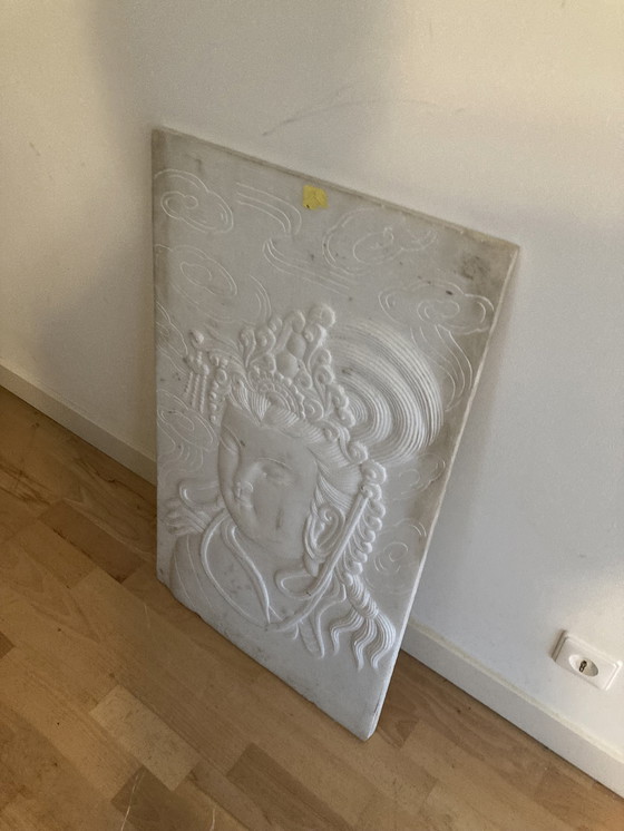 Image 1 of Zeer Zware Marmeren Relief Met Boeddha Afbeelding