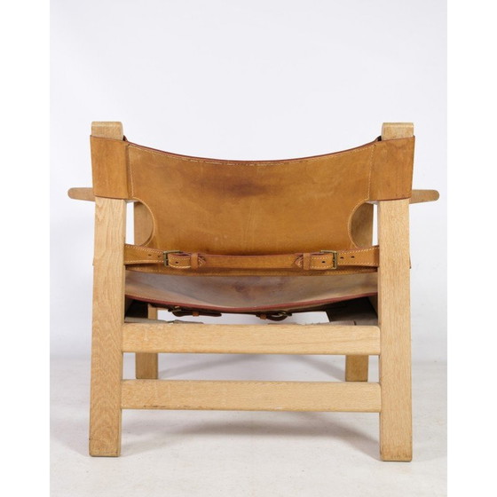 Image 1 of Vintage Spaanse fauteuil model Bm2226 in eikenhout en gepatineerd leer van Børge Mogensen, 1958