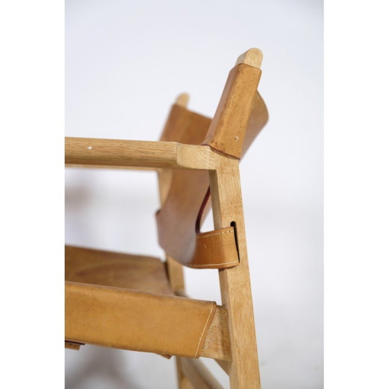 Image 1 of Vintage Spaanse fauteuil model Bm2226 in eikenhout en gepatineerd leer van Børge Mogensen, 1958
