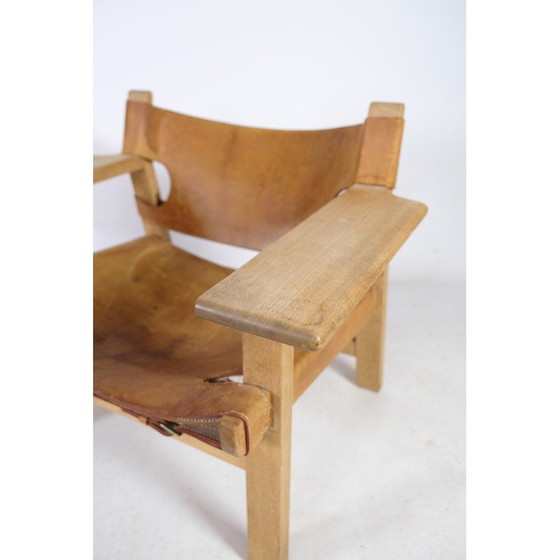 Image 1 of Vintage Spaanse fauteuil model Bm2226 in eikenhout en gepatineerd leer van Børge Mogensen, 1958