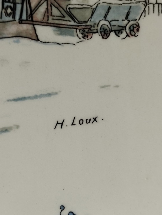 Image 1 of Digoin Sarreguemines - Kunst van de Tafel - Antiek en Vintage Servies - Faïence Decor Obernai Taart Schotel - Faïenceries Sarreg