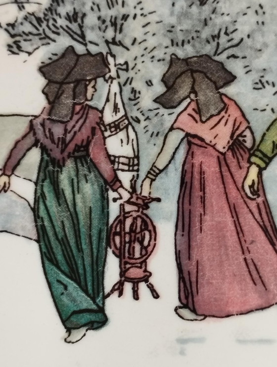 Image 1 of Digoin Sarreguemines - Kunst van de Tafel - Antiek en Vintage Servies - Faïence Decor Obernai Taart Schotel - Faïenceries Sarreg