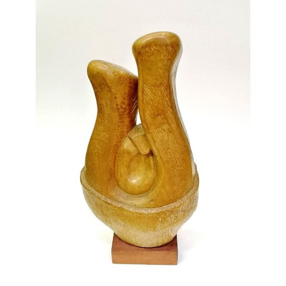 Image 1 of Vintage abstract handgesneden houten sculptuur door Feldman, 1970