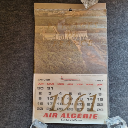 Air France 1961 kalender met originele houder