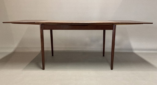 Uitschuifbare palissanderhouten hoge tafel "Scandinavisch design" 1950.