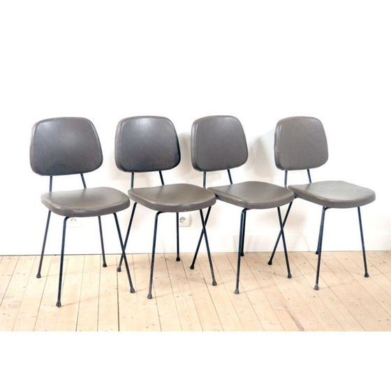 Image 1 of Set van 4 vintage kaki stoelen 1960