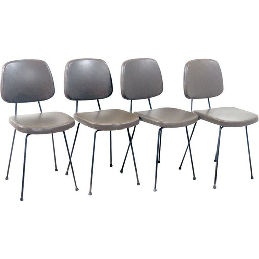 Set van 4 vintage kaki stoelen 1960