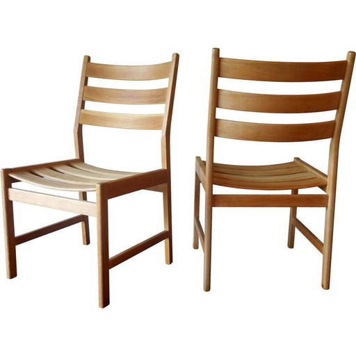 Paar vintage massief eikenhouten eetkamerstoelen van Kurt Ostervig voor Kp Mobler, Denemarken 1950