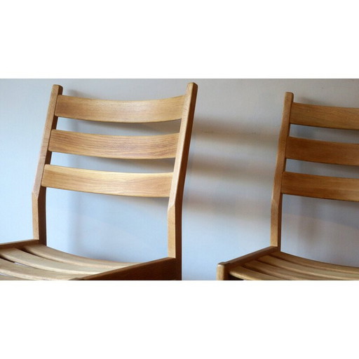 Paar vintage massief eikenhouten eetkamerstoelen van Kurt Ostervig voor Kp Mobler, Denemarken 1950