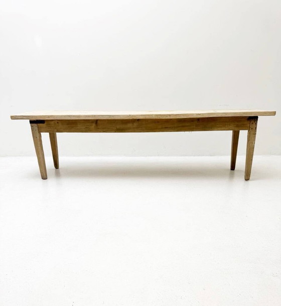 Image 1 of Franse tafel van massief wild eiken met lade, jaren 1920