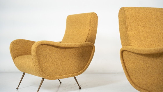 Image 1 of Mid Century Modern Paar Fauteuils In De Stijl Van Zanuso