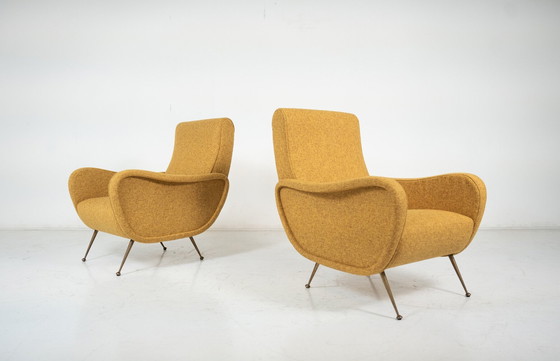 Image 1 of Mid Century Modern Paar Fauteuils In De Stijl Van Zanuso