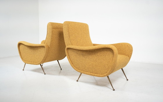 Image 1 of Mid Century Modern Paar Fauteuils In De Stijl Van Zanuso