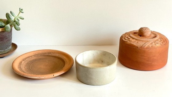 Image 1 of Art Nouveau aardewerk botervlootje Frankrijk