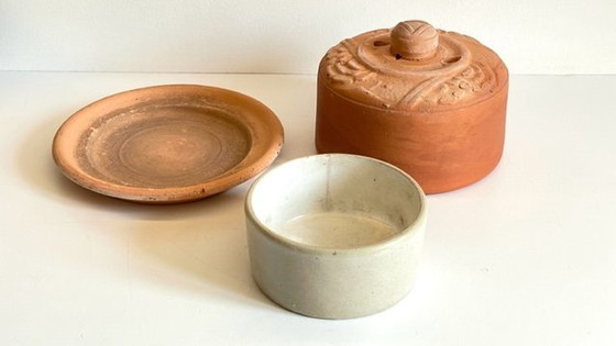 Image 1 of Art Nouveau aardewerk botervlootje Frankrijk