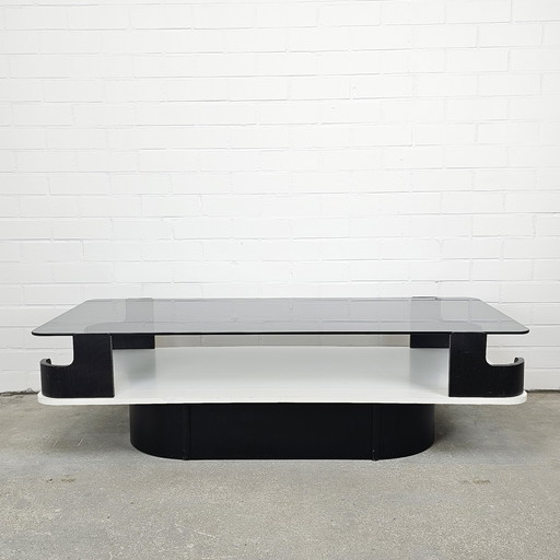 Vintage space age salontafel met rookglas