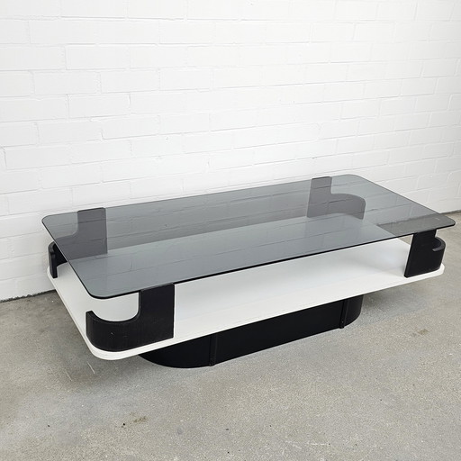 Vintage space age salontafel met rookglas