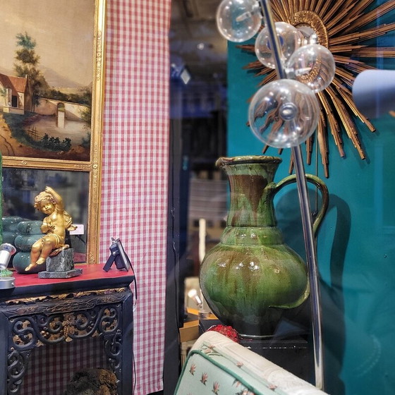 Image 1 of Vintage groen geëmailleerde keramische kan voor Biot, Frankrijk