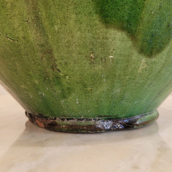 Image 1 of Vintage groen geëmailleerde keramische kan voor Biot, Frankrijk