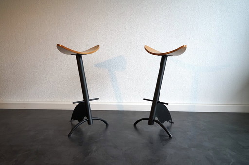 Vintage metalen barkruk platform door Maurizio Peregalli voor Zeus Noto 1980, set van 2