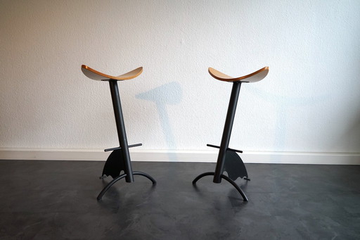 Vintage metalen barkruk platform door Maurizio Peregalli voor Zeus Noto 1980, set van 2