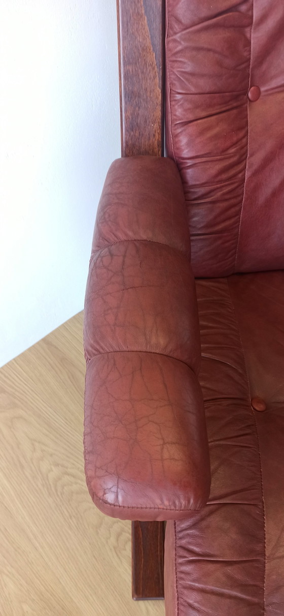 Image 1 of Mid Century Moderne Leren Fauteuils