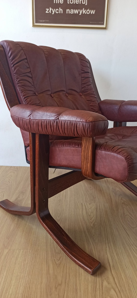 Image 1 of Mid Century Moderne Leren Fauteuils