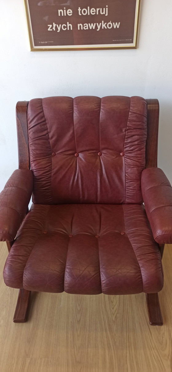 Image 1 of Mid Century Moderne Leren Fauteuils