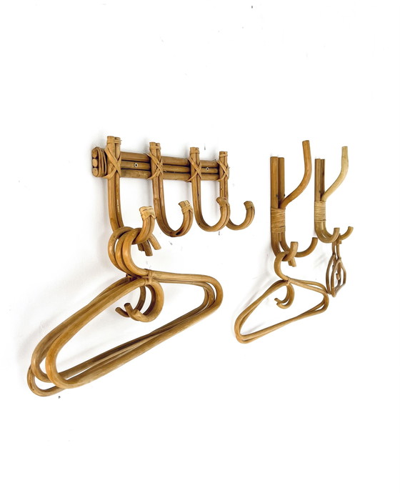 Image 1 of Rotan & Bamboe Wandkapstok ‘60