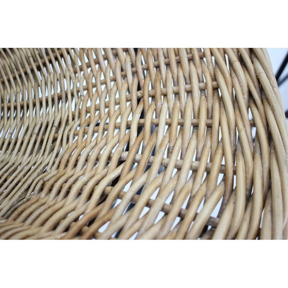 Image 1 of Paar vintage gevlochten rotan stoelen met haarspeldpoten, Duitsland 1960