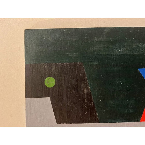 Image 1 of Vintage olieverf op dubbelzijdig houten paneel