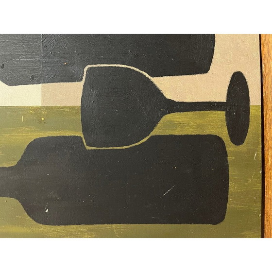 Image 1 of Vintage olieverf op dubbelzijdig houten paneel