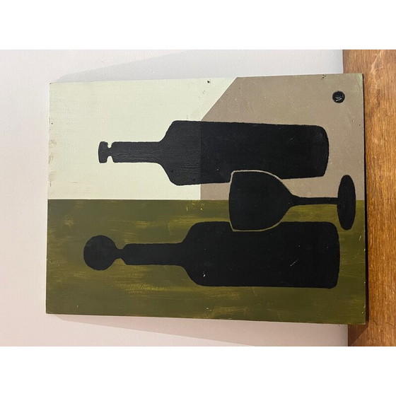 Image 1 of Vintage olieverf op dubbelzijdig houten paneel