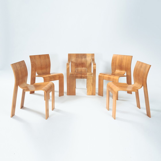 Image 1 of Gijs Bakker Stroken Set Stoelen Tafel, Castelijn, 1960S