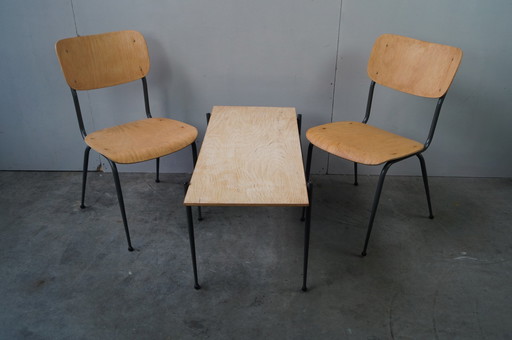 Vintage set 2x stoel + tafel