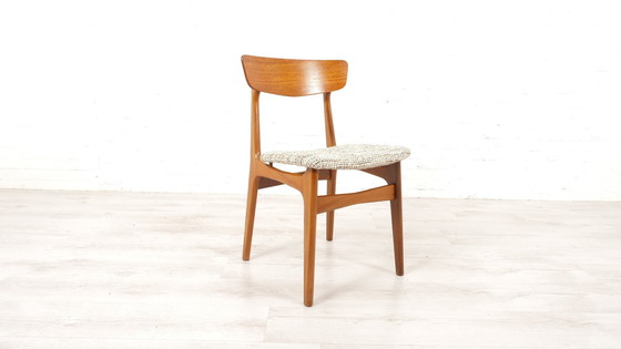 Image 1 of 4 X Eetkamerstoelen | Schiønning & Elgaard | Teak | Opnieuw Gestoffeerd