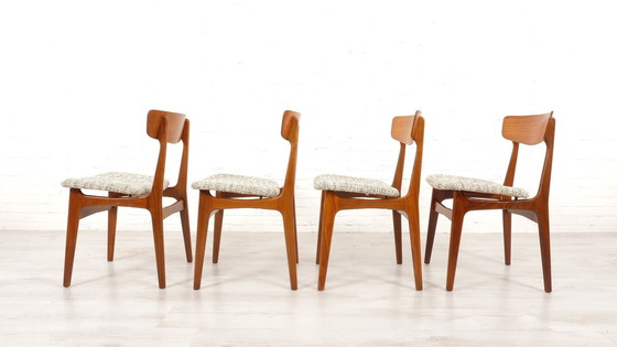 Image 1 of 4 X Eetkamerstoelen | Schiønning & Elgaard | Teak | Opnieuw Gestoffeerd