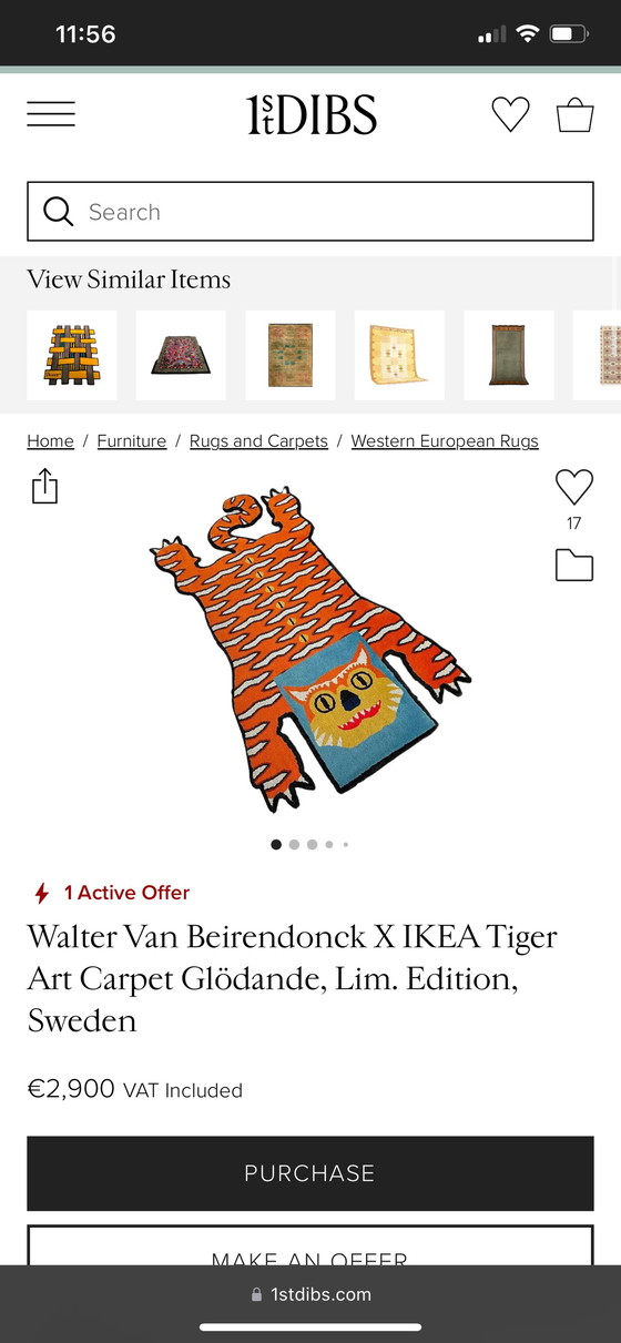 Image 1 of Walter van Beirendonck X Ikea Tiger Art Tapijt