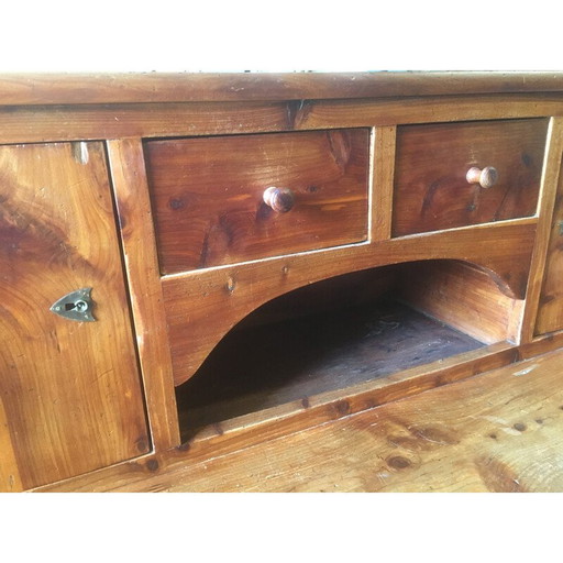 Vintage grenen bureau met meerdere niveaus