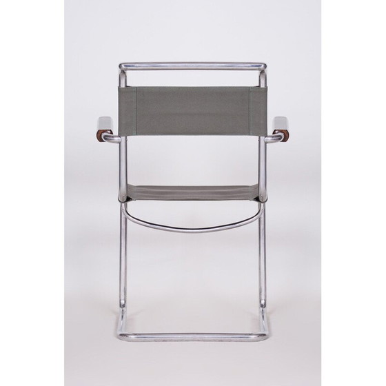 Image 1 of Vintage fauteuil van chroomstaal en canvas door Hynek Gottwald, 1930