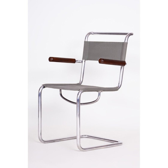 Image 1 of Vintage fauteuil van chroomstaal en canvas door Hynek Gottwald, 1930