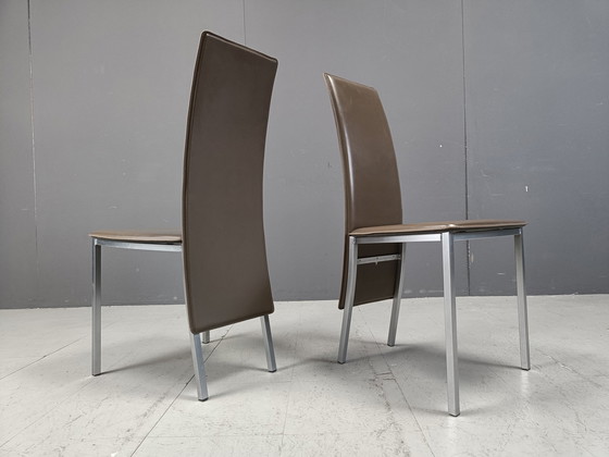 Image 1 of Vintage Belgische Leren Eetkamerstoelen Set Van 8