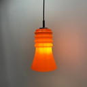 Peill & Putzler Hanglamp - Oranje glas, trompetvorm, 1960